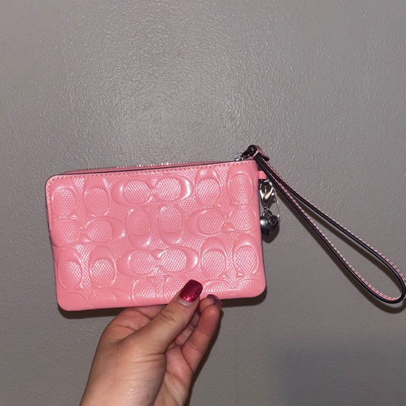 Coach Embossed Pink Wristlet - Picture 3 of 4